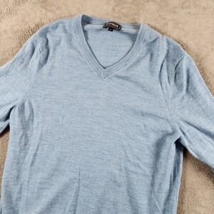 Extress Extra Fine Merino Wool Sweater Mens size L Large Vneck Long sleeve